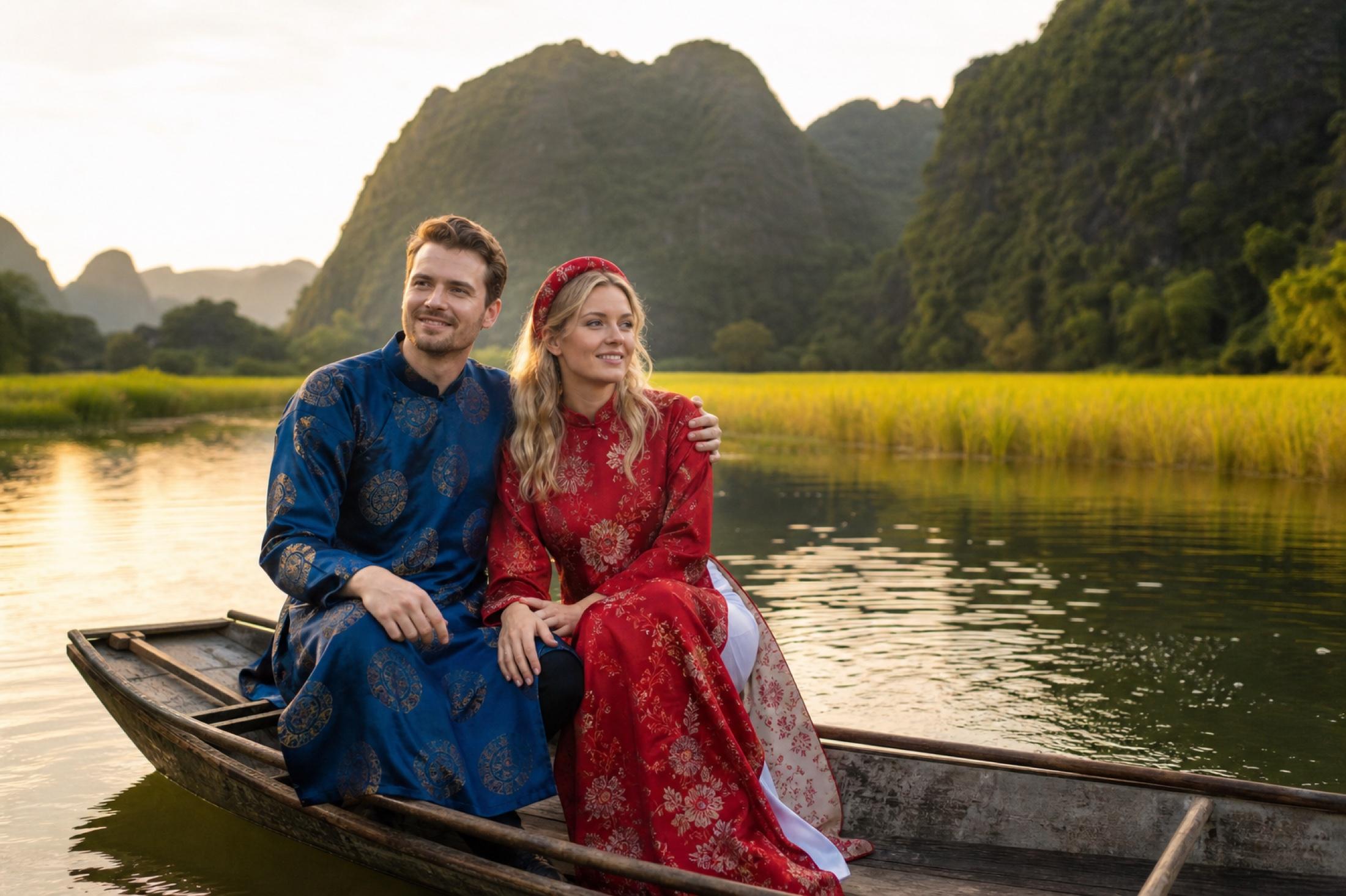 Countryside Ninh Binh — ao dai look in Ninh Binh
