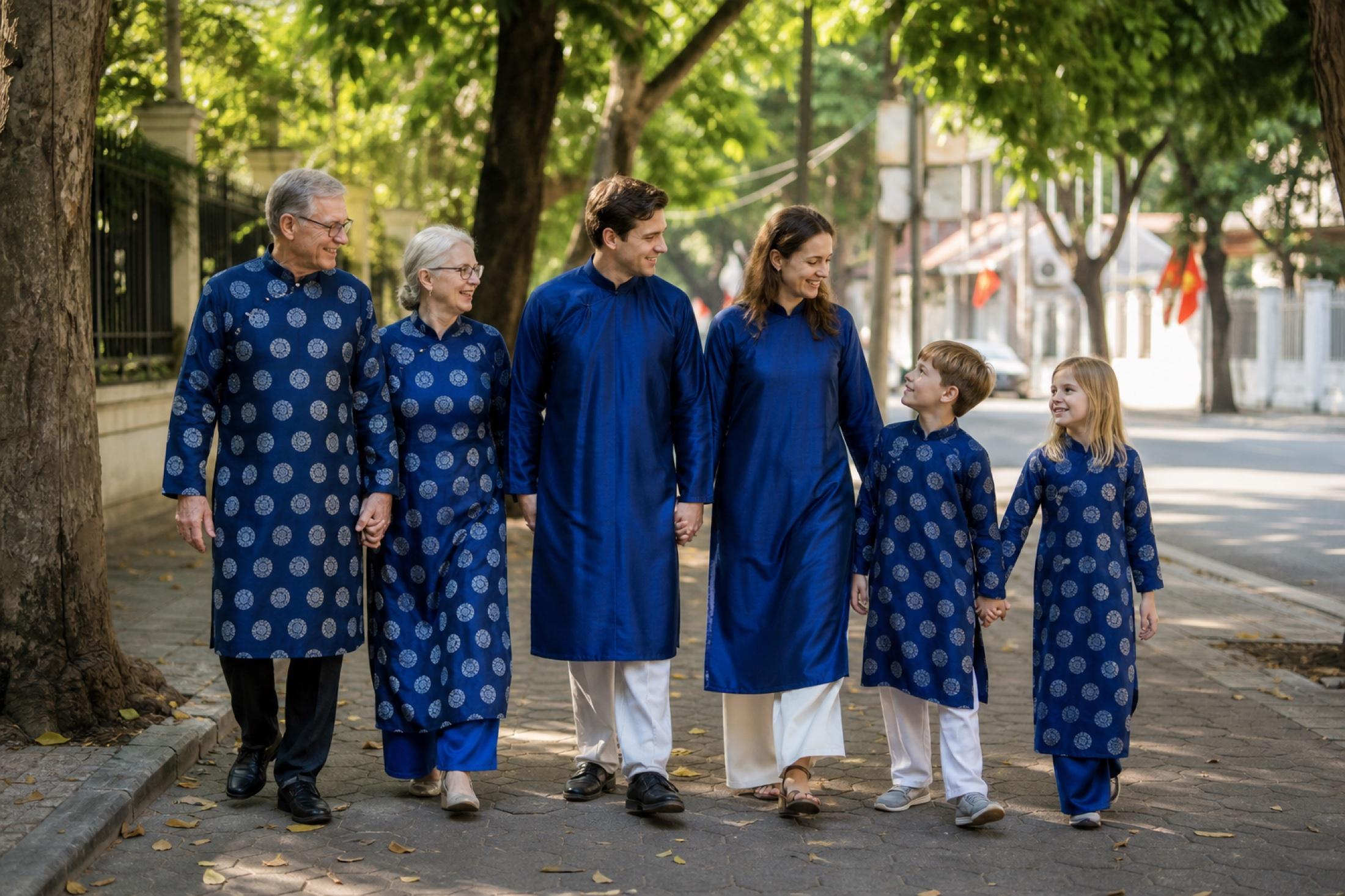 Family Story — ao dai look in Hanoi · Saigon