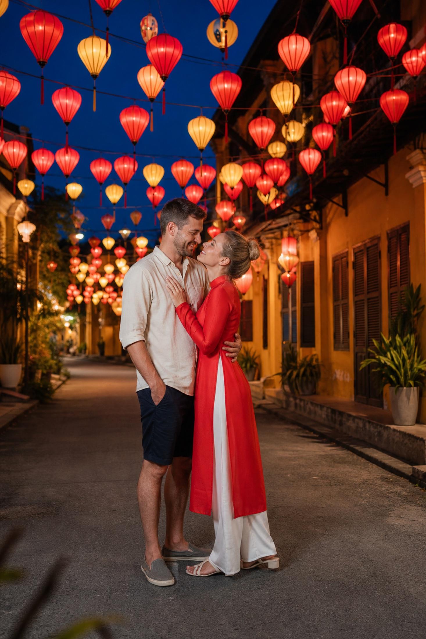 Lanterns of Hoi An — ao dai look in Hoi An